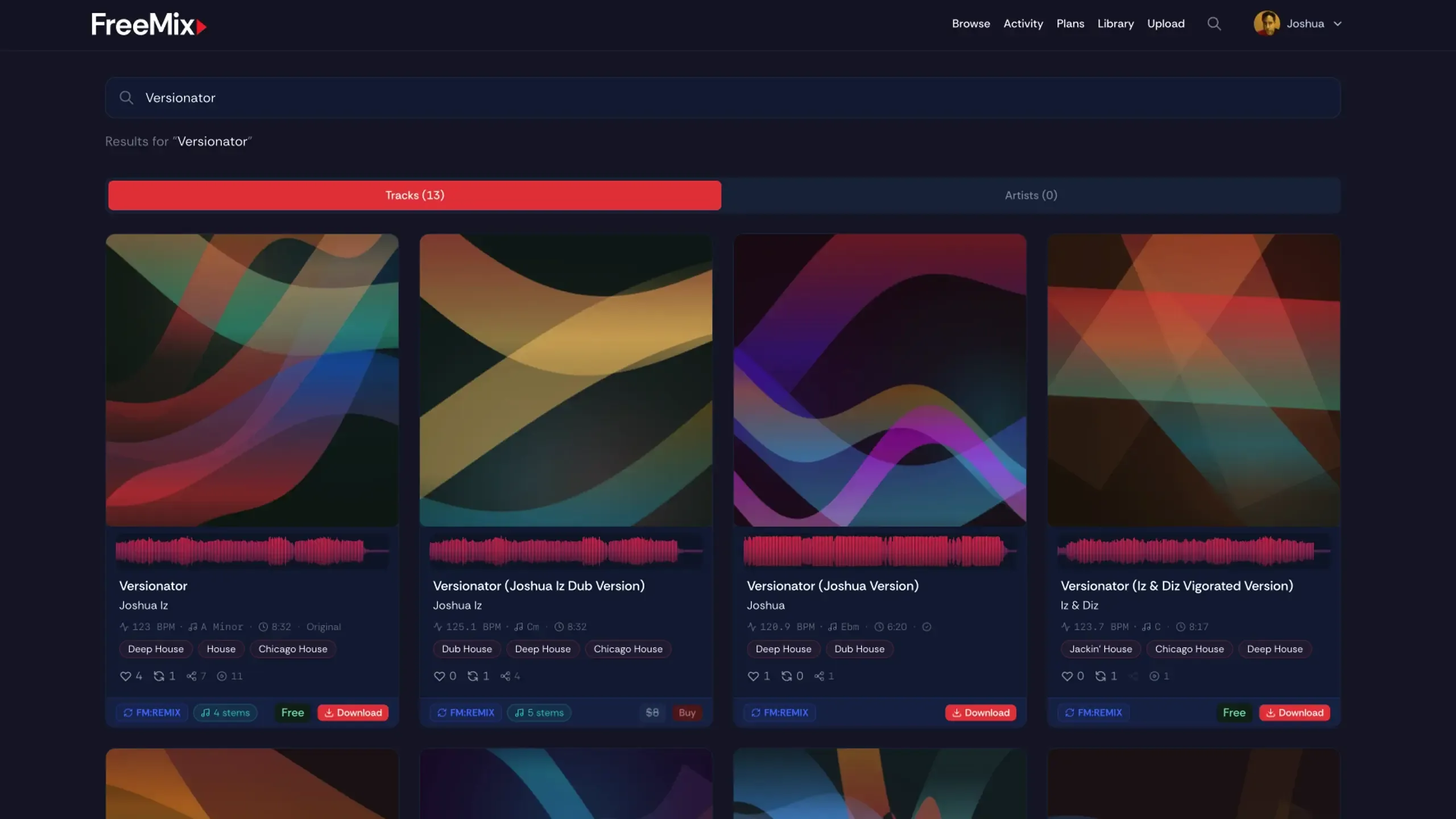 FreeMix search results